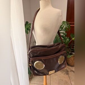 Fi-Hi Retro Speaker Shoulder Bag Built-In Amp & Speakers Brown Faux Leather Work